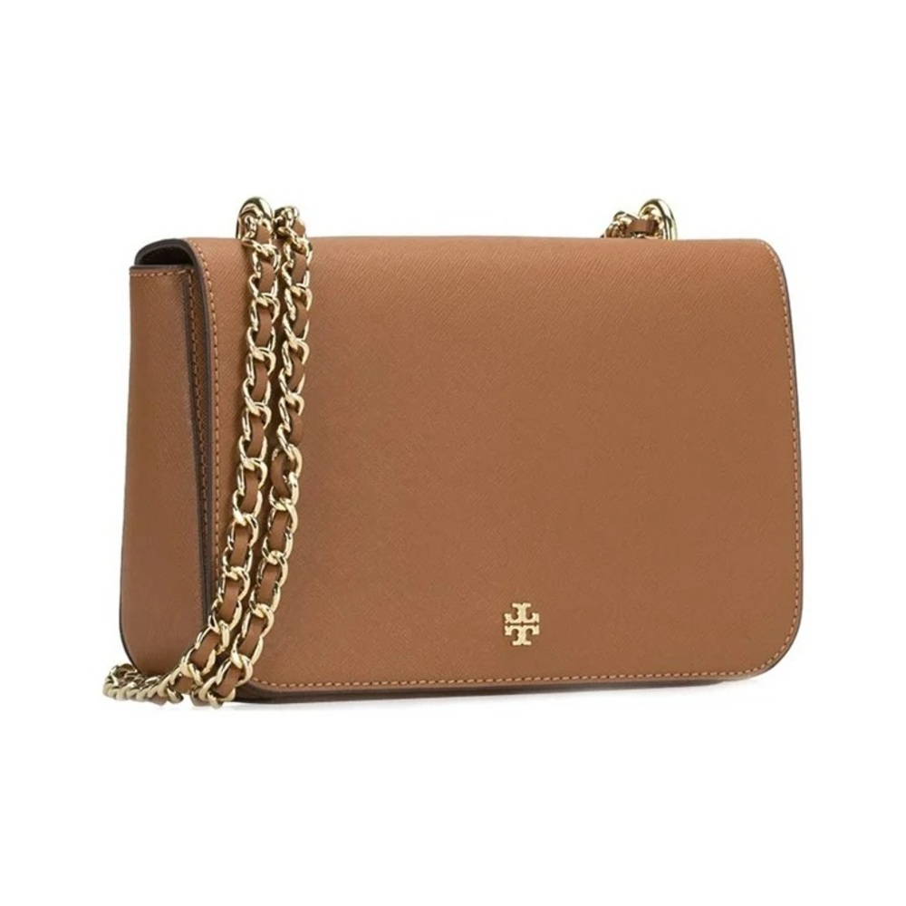 Tory Burch Emerson Crossbody in Camel Saffiano Leather